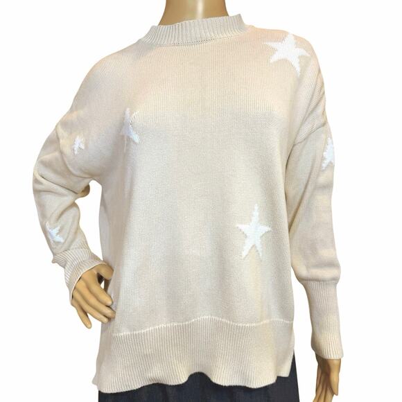 Pistola Darya Crewneck Pullover Sweater Knit Sz XS Oversized Stars Royal Dove - Picture 5 of 16